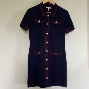 Maje navy blue dress with red stitching